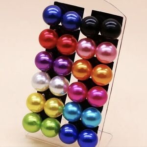 Multicolor Round Faux Pearl Earrings